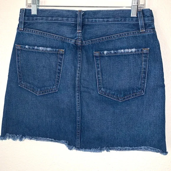 FRAME LE MINI RAW STAGGER EDGE DENIM MINISKIRT SIZE 29